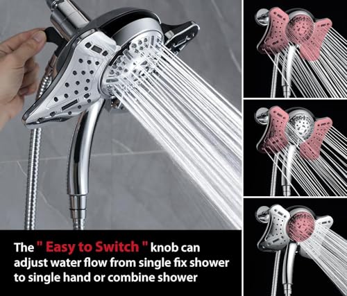 GRICH Shower Head with Handheld Spray - Dual High Pressure Showerhead - color: Chrome, size: 2.5 GPM