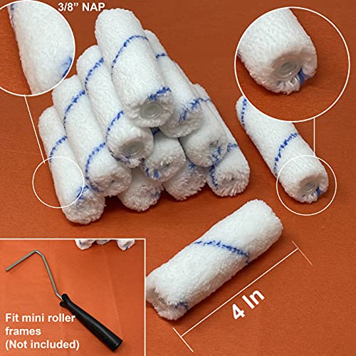 Allgala Mini Paint Roller 144 Bulk Pack 4 Inch Mini 3/8" Nap Shedless Microfiber Paint Roller Cover - size: 4" Mini (Pack of 144)