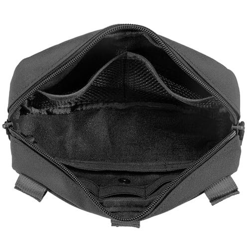 FRTKK Tactical Molle Admin Pouch Utility Laser Cut EDC Tool Pouch Bag Horizontal Modular Pouches Include US Flag Patch and Keychain - color: Black