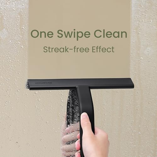 dancemoon JustHang Shower Squeegee with Built-in Hook, 10-Inch Black - color: Classic Black