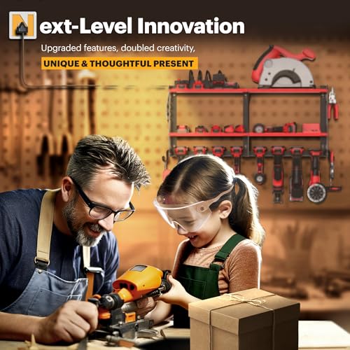 Spampur Power Tool Organizer Wall Mount with Charging Station - color: Red, size: 8 Slots