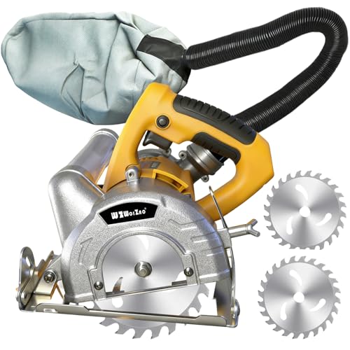 Mini Circular Saw Corded,4"&5" Electric Wood Saw with Vacuum Dust Bag,0-45° Cutting Bevel, Max Cutting Depth 1.6"(90°), 1.28"(45°) for Wood,Soft Metal,Tile,Plastic Cutting 001