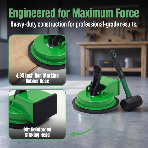 Floor Gap Fixer Tool Heavy Duty Suction Cup for Laminate Vinyl LVP Wood Flooring Gap Repair Kit, with Rubber Mallet & 10 Sticky Pads