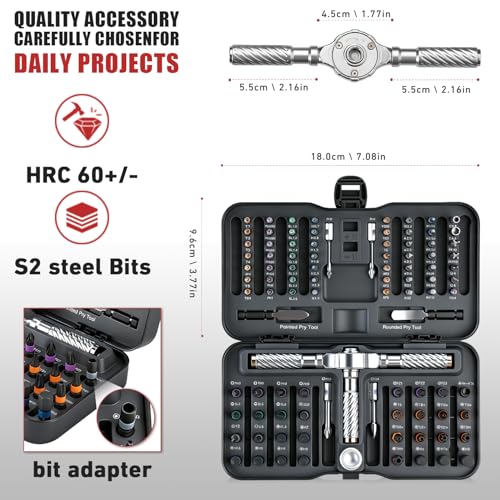 VMAN Ratchet Screwdriver Set, magnetic Screwdriver sets, S2 Steel Bits, DIY Combination Flexible Shaft, Suitable for Furniture Assembly, Precision Electrical Appliance Repair, Bicycle Tools