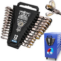 SEDY Premium 12-Piece Metric Flex-Head Ratchet Wrenches Set 8-19mm with Magnetic Organizer, Cr-V Steel Ratcheting Wrench Set with 72 Teeth 180° Flex Head, Ratchet Combination Wrench Set for Repair - style: 12-Piece Flex-Head (Metric)