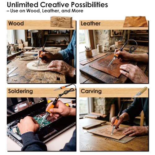 Upgrade 40Pcs Wood Burning Kit, Craft Pyrography Tools for Beginners, Adults, Engraver, Carver, Adjustable Temp Wood Burning Pen, Ideal for Woodworking, Carving and Leather Craft