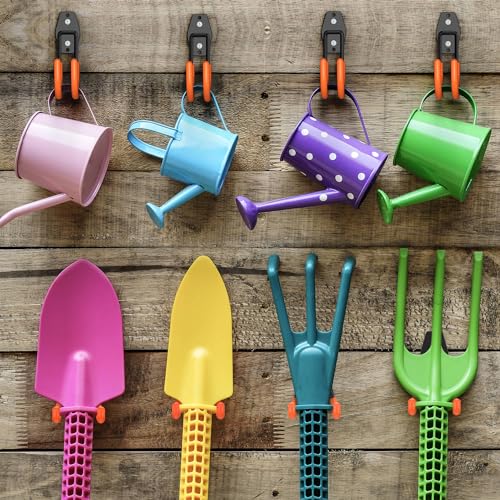 HUPBIPY Heavy Duty Garage Hooks 4 Pack, J Shaped Hanger, Wall Mounted Storage System, Power and Garden Tool Organizer, for Hanging Ladders, Bikes Tires, Hose, Bulk Items - color: Black Large J Hook