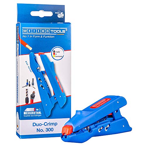 WEICON Duo-Crimp No. 300 Automatic Wire Stripper & Ferrule Crimper, 3-in-1 Tool with Side Cutter, 10–20 AWG (1)