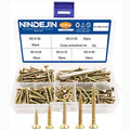 NINDEJIN 151 pcs M3.5 Flat Head Self-Tapping Screws with Yellow Zinc Plated | Carbon Steel, Features A Full-thread Design, Easy to Screw into the Wood, Anchor,for Metal Sheets, Fiberboard, Wooden Boards