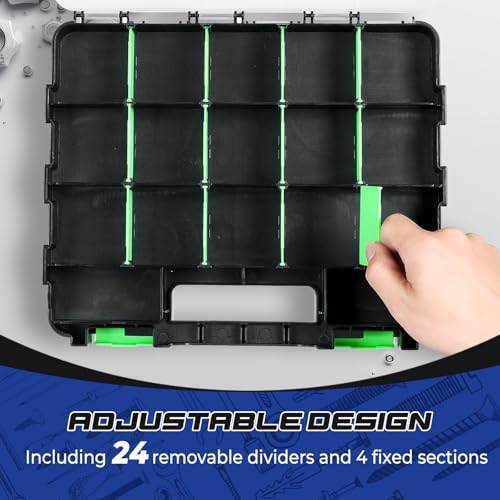 NATGAI 2 Pack Small Parts Organizers, 34-Compartments Double-Sided Tool Box - color: Green