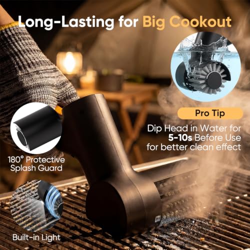 Electric Grill Cleaner Brush for Outdoor Grill with SS Rotary Head, 3 Speed