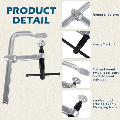 JMIATRY 4PCS Welding F Clamps 6 Inches Heavy Duty Steel Bar Clamp - size: 6 inch