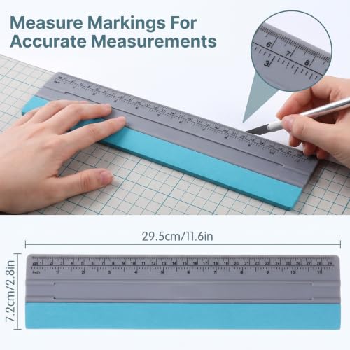 Wallpaper Smoothing Tool, Professional Vinyl Squeegee with Ruler | Felt Squeegee for Vinyl Decals Sticker Paper Wallpaper Window Film Tools (Gray, 12inch) - size: 12in Gray