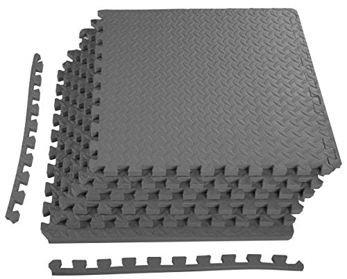 BalanceFrom Puzzle Exercise Mat 3/4-In Thick, EVA Interlocking Foam Tiles - color: Grey, style: 3/4" Thick, 24 Square Feet