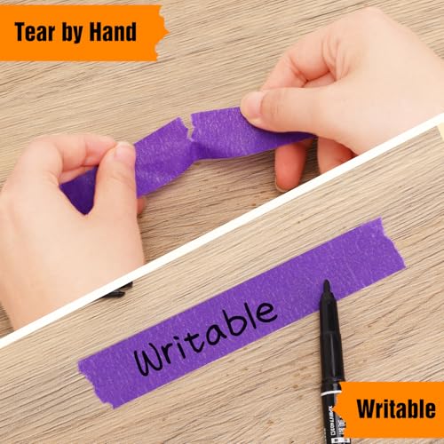 HongWay Masking Tape 1 Inch, 6 Rolls x 22yd (132yds in Total) Painters Tapes for Painting Labeling Arts Crafts, Easy Removal, No Residue (0.94in Purple) - color: Purple, size: 0.94IN*22YD