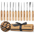 12-Piece Wood Carving Chisel Tools Set, Sharp CR-V Steel Blades - size: 12-Piece with Ash Handle