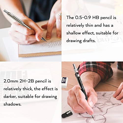 Nicpro 30PCS Art Mechanical Pencil Set in Leather Case - color: Black