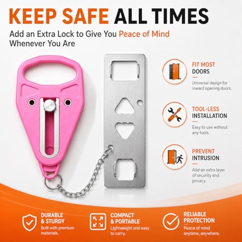 Portable Door Lock 2Pack Extra Lock for Additional Privacy and Safety in Home, Hotel and Apartment, Prevent Unauthorized Entry, Protect Family Security in Traveling, Bedroom, AirBNB