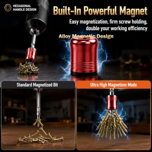 3Pcs Screwdriver Head Magnetic Ring Threaded, High Hardness Alloy Screw Holders with Serrated Locking, Anti-Slip Bit Collars for Hex Screwdrivers, Impact Drivers & Power Bits
