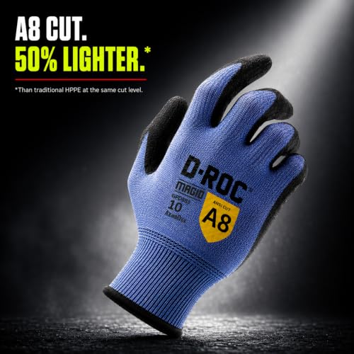 MAGID D-ROC AeroDex ANSI A8 VersaTek Grip Coated Palm Work Gloves, 1 Pair, Size 8/Medium (GPD883) - size: 8/M, style: 1 Pair