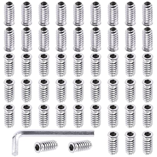 Swpeet 50Pcs 1/4" - 20 x 25mm White Zinc Plated Carbon Steel Carbon Furniture Screw in Nut Threaded Wood Inserts Threaded Inserts Bolt Fastener Connector Hex Socket (1/4" - 20 x 25mm) - size: 1/4" - 20 x 25mm
