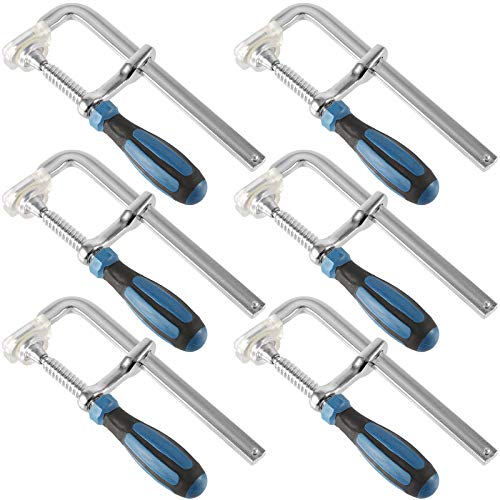 6 Pack 6 Inch Bar Clamps, Heavy Duty F Clamp, Steel Drop Forged Bar Clamps for Woodworking, Metal working, Welding, DIY Carpentry