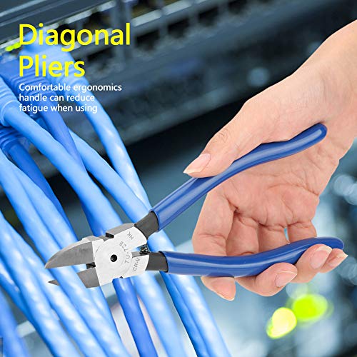 8inch Blue Diagonal Flush Wire Cutting Pliers, Easy Carry Diagonal Pliers