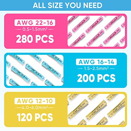 TICONN 600PCS Heat Shrink Butt Connectors, Crimp Wire Connectors Kit - size: Mix 600 PCS