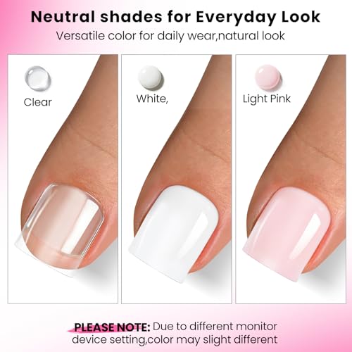 GlimightyX Polygel Toenail Kit, Clear White Pink with Toe Dual Nail Forms - color: 01-3 Colors Basic Polygel Toenail Kit