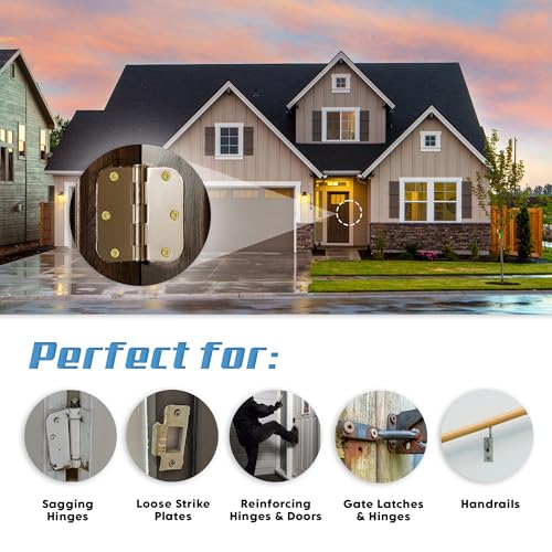 Easy DIY Stripped Screw Hole Repair Kit | Door Hinge Repair Kit No Pre-Drilling or Glue Required | Includes 8 x #9 x 3 Inch Star No-Strip Torx Drive Screws and 2" Driver | All You Need is a Drill