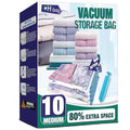 Vacuum Storage Bags, 10 Medium Space Saver Vacuum Seal Bags, Space Bags, Vacuum Sealer Bags for Clothes with Travel Hand Pump (10M) - size: 10-Medium