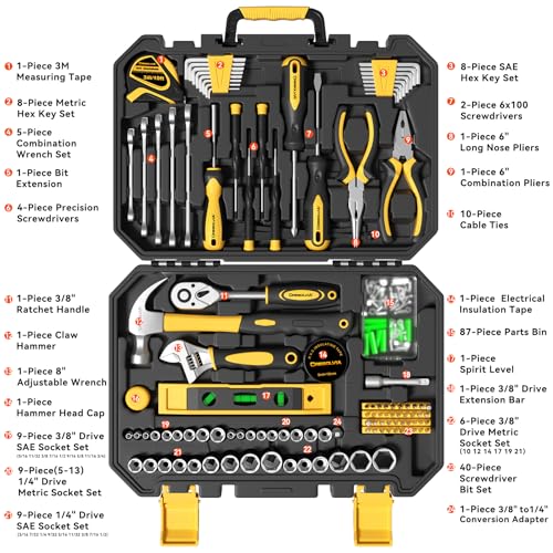 209 Piece Tool Kit for Home Socket Wrench Auto Repair Tool Set,General Household Tool box,Basic Hand Tool Kit,Perfect for Homeowner, Diyer, Handyman