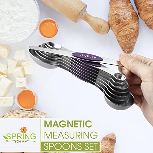 Spring Chef Stainless Steel Magnetic Measuring Spoons Set of 8, Purple - color: Purple, size: 1-Pack