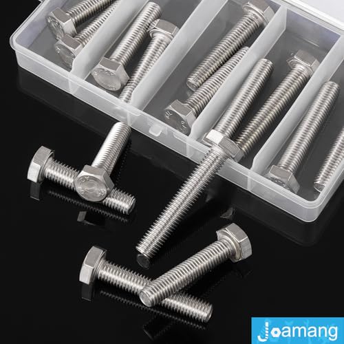M10 x 40mm 45mm 50mm 55mm 60mm Hex Bolts, Hexagon Head Screws, 304 Stainless Steel(A2-70), Metric Fully Thread, Bright Finish, Assortment Kit 15PCS - size: M10x40-60mm(15PCS)