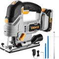 Jig Saw Cordless Electric Tool: DEKOPRO 20V Power Jigsaw with LED Light, 800-3000 RPM Variable Speed, 7/8" Stroke Length, 3 Orbital Settings, ±45° Bevel Cuts for Straight/Curve/Circle Cutting (Gray)