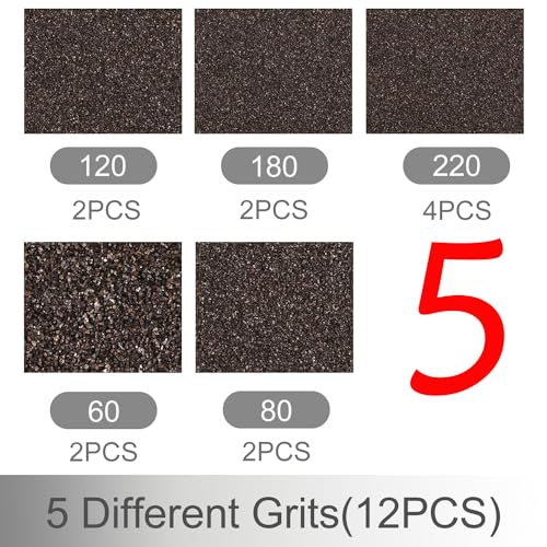 12Pcs Sanding Sponge 60/80/120/180/220 Grit Coarse Medium Fine Sanding Blocks for Drywall Metal Wood Washable and Reusable - size: 12PCS-60/80/120/180/220