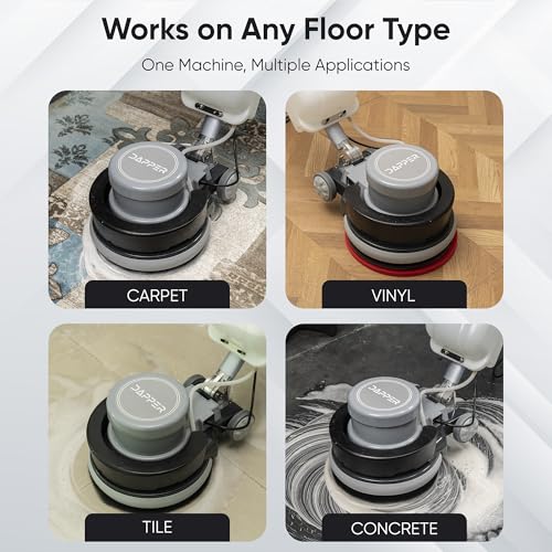 17" Heavy-Duty Weighted Floor Buffer Polisher Machine – 1500W, 154 RPM Commercial Scrubber with Removable Weights – Includes 3.5 Gal Tank, 2 Brushes & 3 Pads – Strip, Buff, Scrub & Polish Floors - size: 17" Weighted