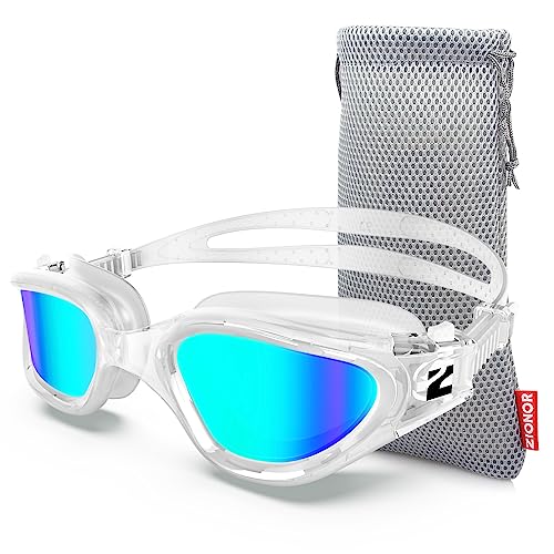 ZIONOR Swim Goggles, G1 SE Swimming Goggles Anti-Fog for Adult Men Women - color: A3-gold Lens Clear Frame