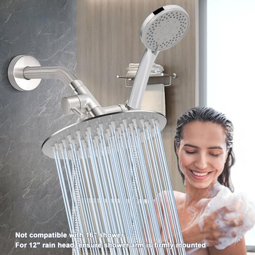 NearMoon Solid Brass Shower Arm Diverter with Handheld Mount, G1/2 3-Way Diverter Valve with Holder Bathroom Universal System Replacement Part for Hand and Fixed Shower Head (Brushed Nickel) - color: Brushed Nickel