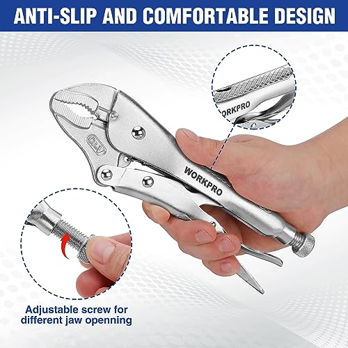 WORKPRO Locking Pliers, 10-inch Curved Jaw Vice Grips pliers - size: 10"