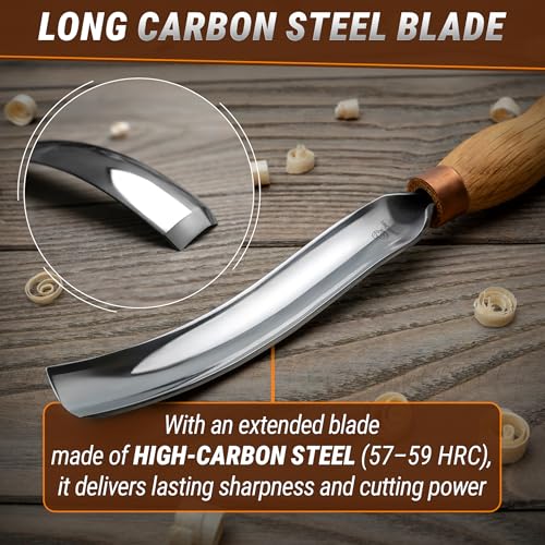 BeaverCraft Wood Carving Gouge 7L/22 Spoon Carving Tools, Chisels - Bowl Gouge, Wood Curved Chisel - Whittling Spoon Knife