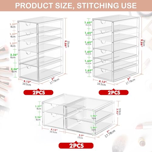 caktraie 6-Pack 30-Drawer Acrylic Storage & Makeup Organizer for Desk - size: 30 Drawers