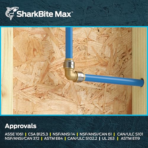 SharkBite Max 1 x 1 in PTC 90-Degree Elbow, Pack of 6, Push-to-Connect Brass Plumbing Fitting, UR260 - size: 1 in., 6 Pack