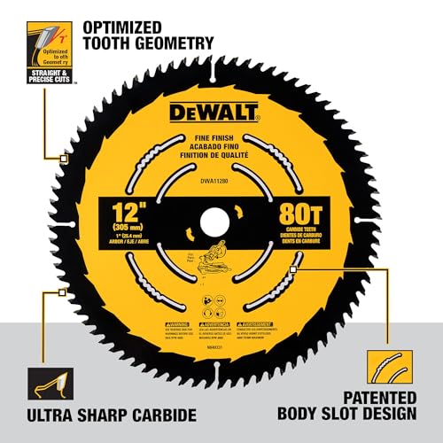 DEWALT 12 Inch 80T Carbide Circular Saw Blade, Fine Finish Saw Blade (DWA11280) | (Pack of 3) - size: One Size (Pack of 3)