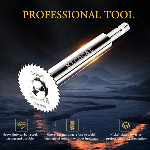 Richcat PVC Pipe Inside Cutter,Inside Pipe Cutter,Internal Plastic Pipe Cutter,Plumbing Internal Plastic ABS Pipe Cutter Set,1/4" Hex Shank,High Speed Steel, for Plastic/PVC/Wood/Soft Metal - size: 1/4" Hex Shank (5 Saw Blades)