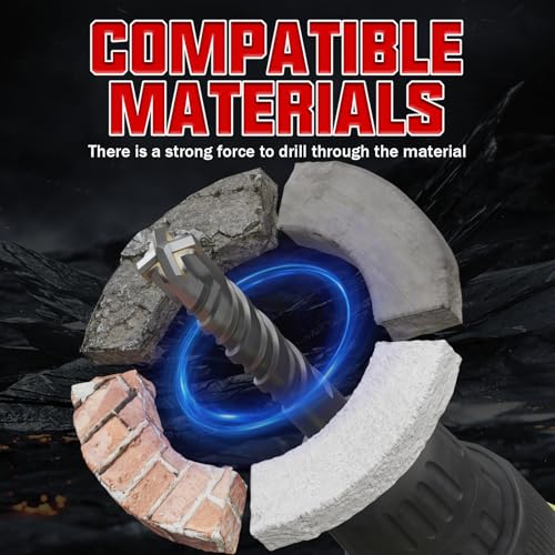 CSOOM SDS Plus Rotary Hammer Drill Bit 1/2"x8.27", Professional Concrete Drill Bit for Concrete, Brick, Stone and Cement Walls - size: 1/2"x8.27"