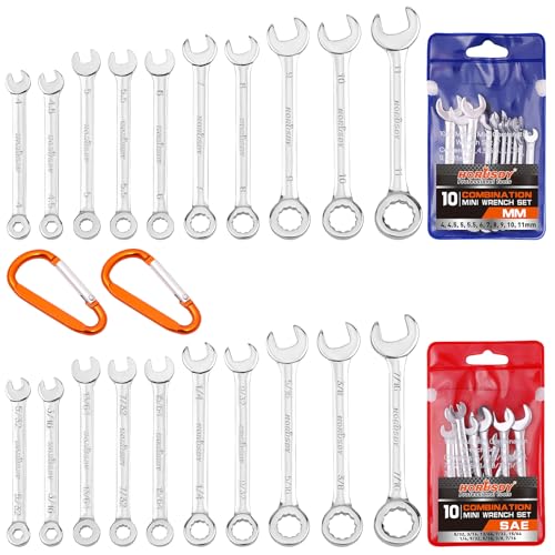 HORUSDY 20-Piece Mini Wrench Set, Small Wrench Set, Metric and SAE Mini Combination Wrench Sets - style: 20-Piece Mini Wrench SetMetric&SAE)