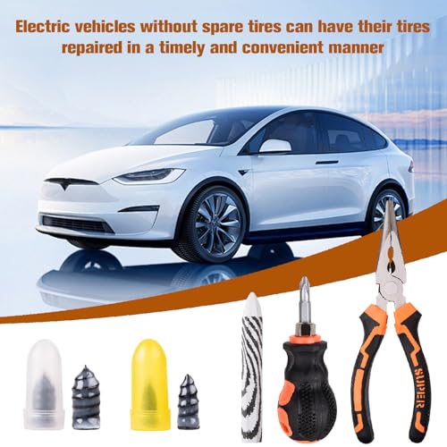100PCS tire Screw Plug Repair kit – No Tire Removal Needed, tire sidewall Repair kit, Patch Plug Tools & Portable Storage Bag – Quick Flat Tire Fix for Car, Truck, Motorcycle & SUV