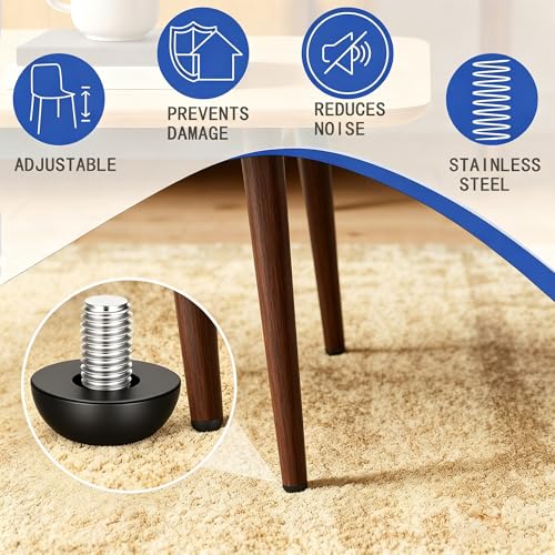 32PCS M8 x 1.25 Adjustable Leveling Feet, 304 Stainless Steel Outdoor Patio Furniture Legs Replacement, Screw-in Table Chair Desk Levelers for Wobbly Furniture Legs & Cabinet Stabilizers