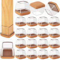 16-Pcs Square Silicone Chair Leg Floor Protectors, Thick & Durable - size: L - 16 Pcs - Clear